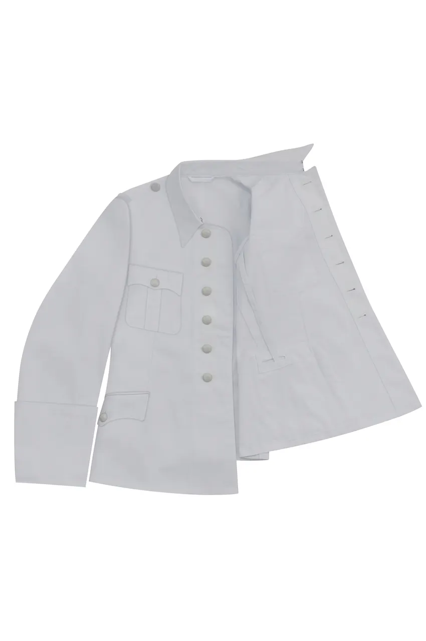   Elite German M37 Officer Summer White Cotton Service Tunic Jacket 6 buttons German-Uniform