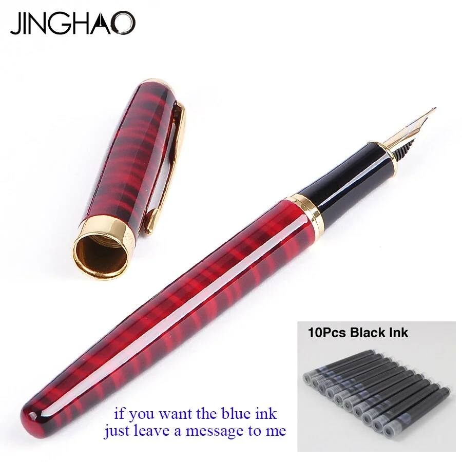 High Quality Metal Black Fountain Pen F nib Luxury ink Pens School & Office Supplies stationery Elegant Pens For writing Gift