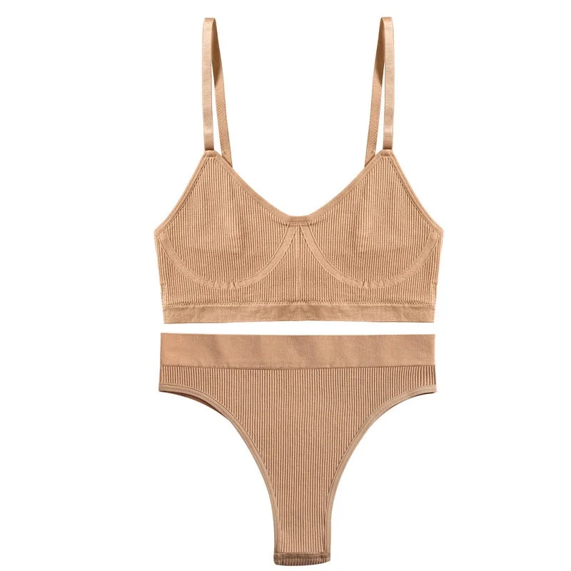 FINETOO Seamless Women Bra Panties Set Push Up Sports Tank Tops +Panty Sets Sexy Active Bra Lingerie Fitness Crop Top Underwear