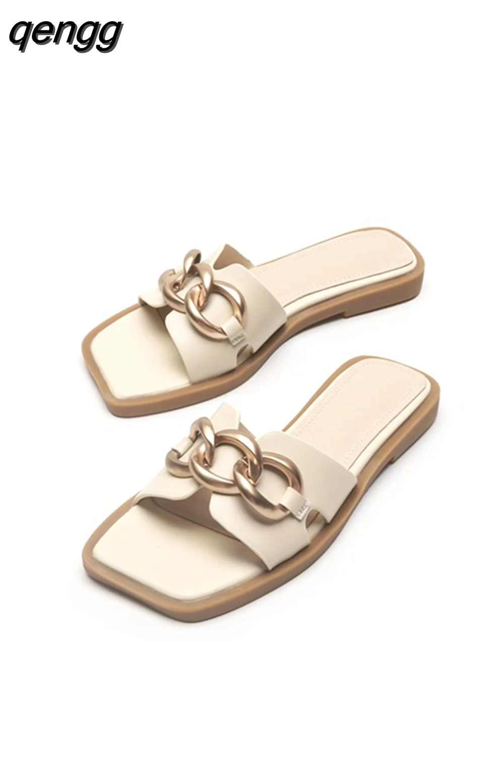 qengg Size 34-40 2023 Za Womens Slippers Elegant Flats Sandals Woman Casual Flat Shoes Ladies Comfort Home Slides Slipper