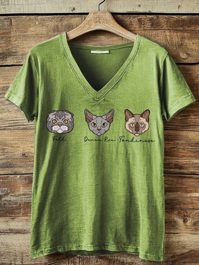 Women's Casual Art Cat FDT Printed T-shirt  socialshop