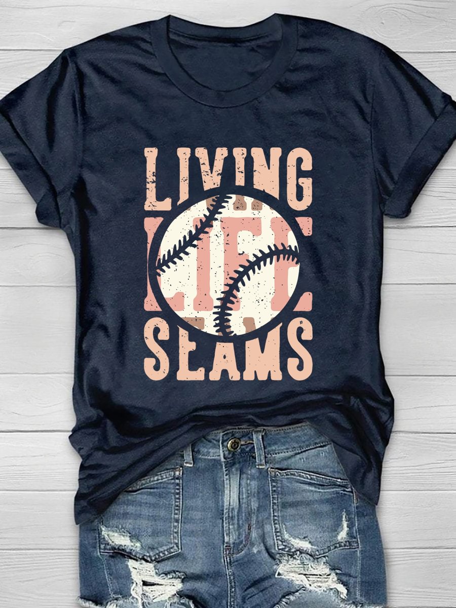 Living Life Seams Print Short Sleeve T-Shirt 