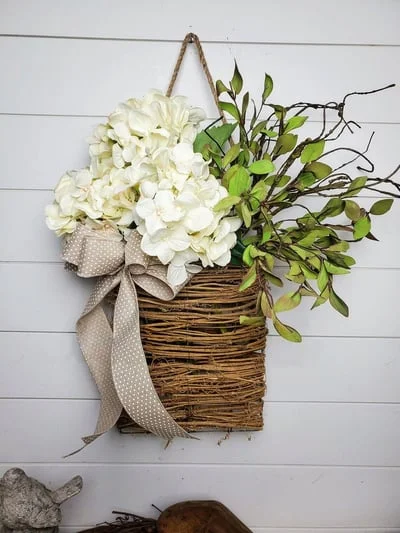 🎁Mother's Day Gift💐Cream Hydrangea Door Hanger Basket Wreath