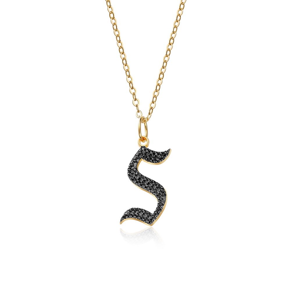 Gothic Black Letter Necklace