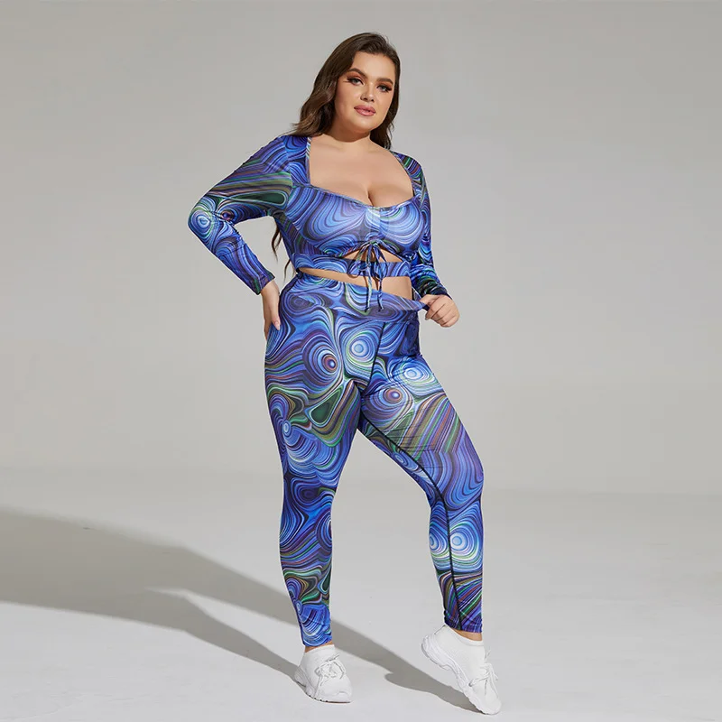 Printed strappy sport two-piece set