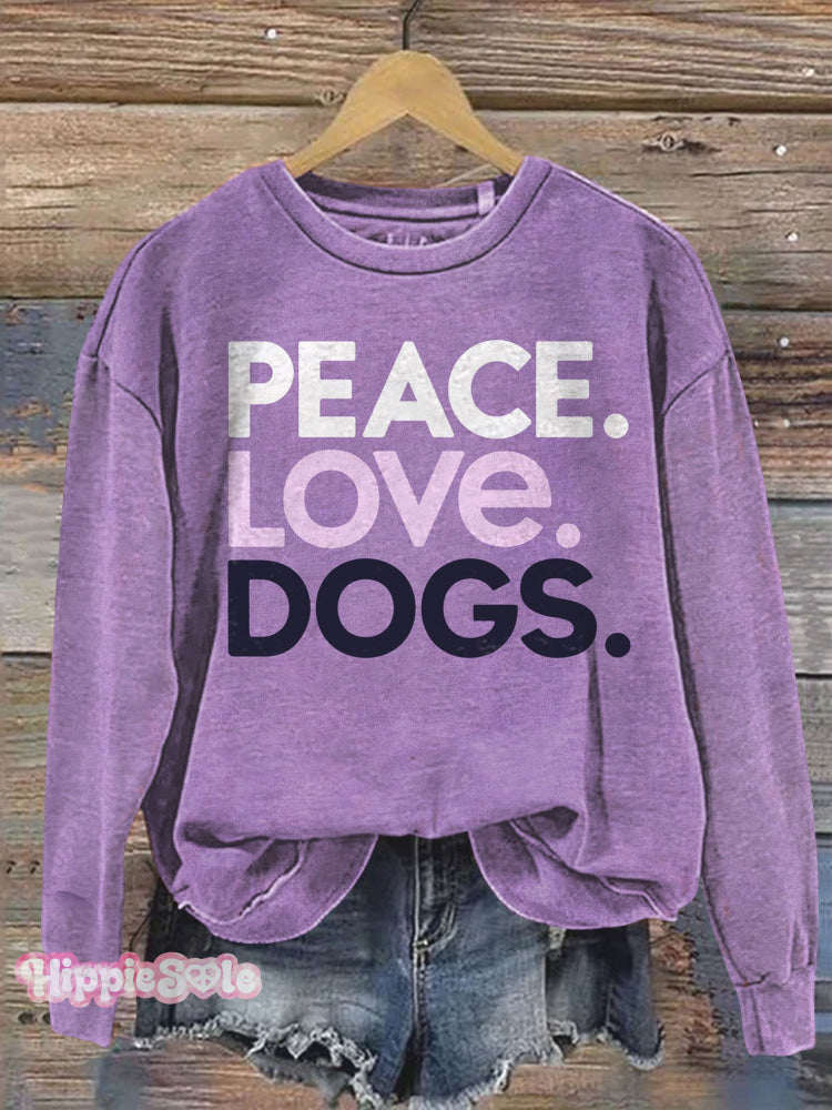 Peace Love Dog Art Print Casual Sweatshirt Multicolor / S