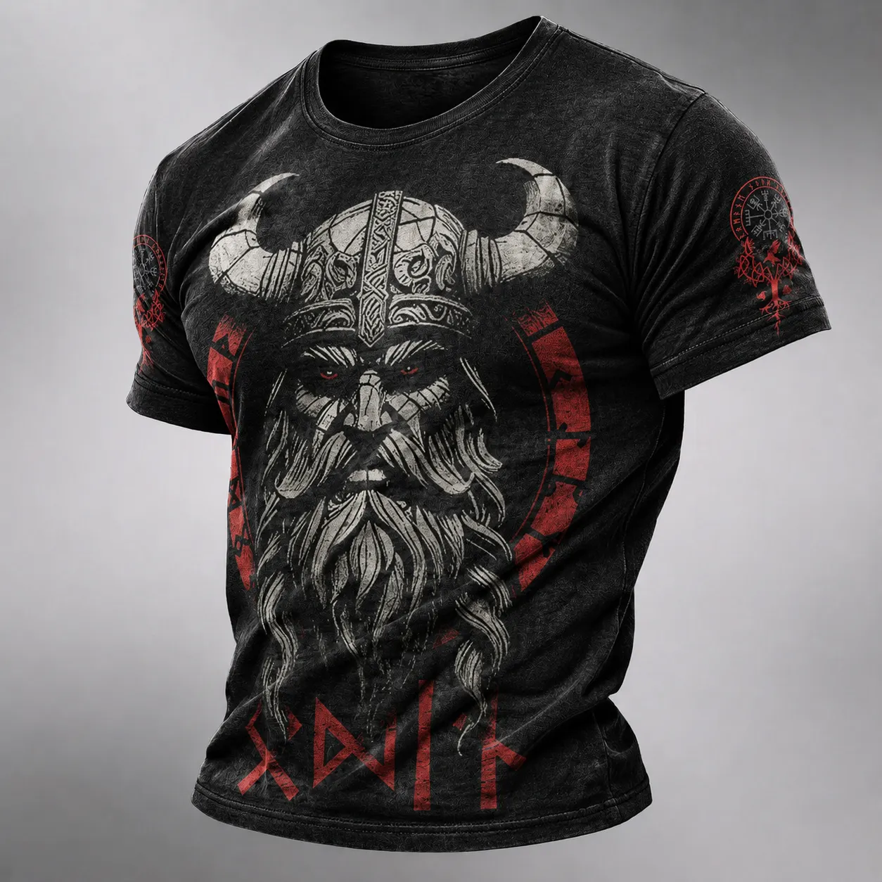 Norse Mythology Viking-Print Men's Casual Top