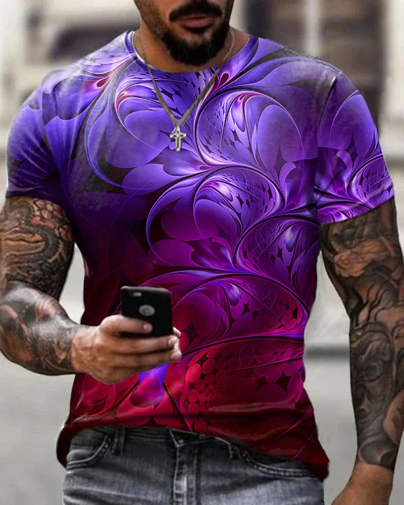 Street Fashion Men's Abstract Liquefied Print T-shirt