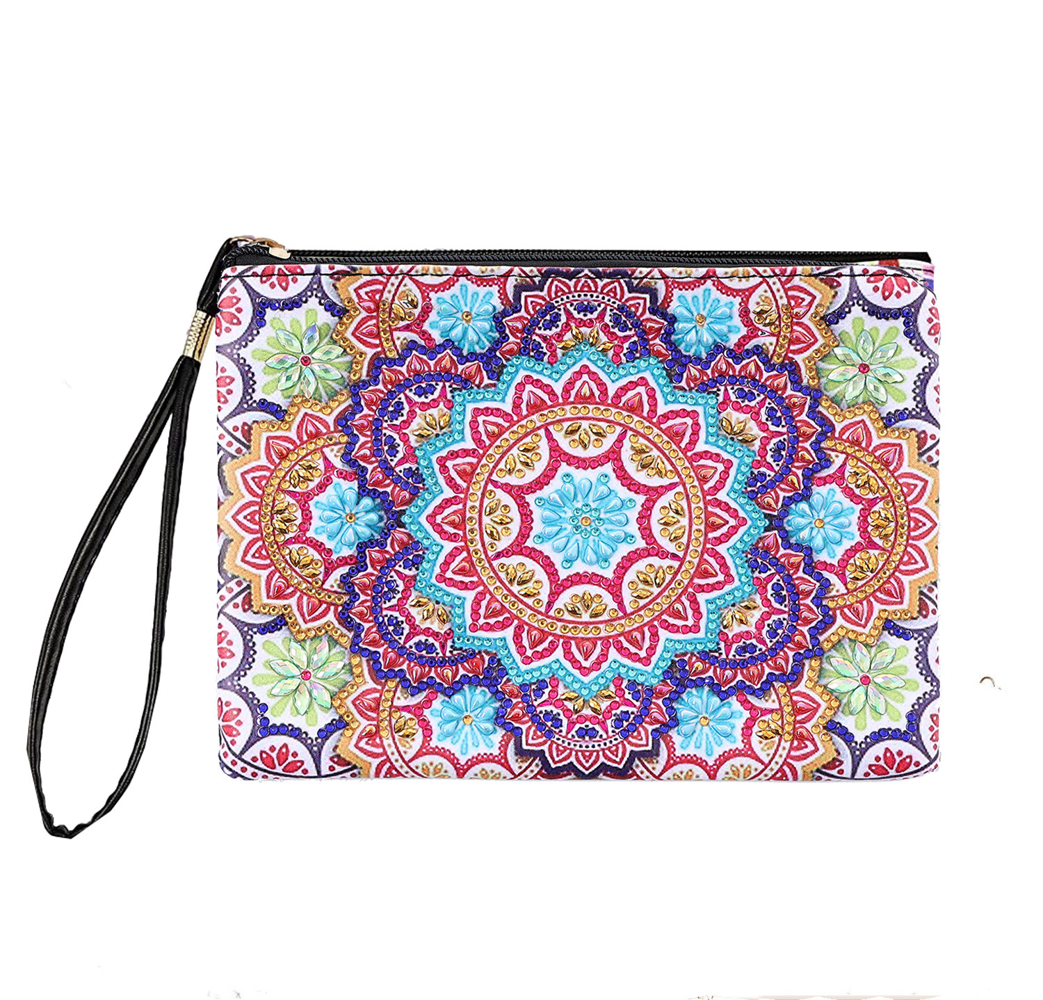 WISH 5D DIY Diamond Painting Handbag Makeup Bag, Mandala Style Handmade Diamond Art Craft Bag