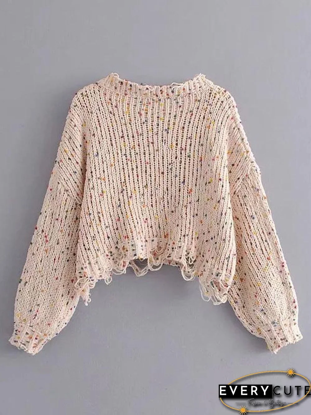 Knitting Holes Loose Sweater Tops