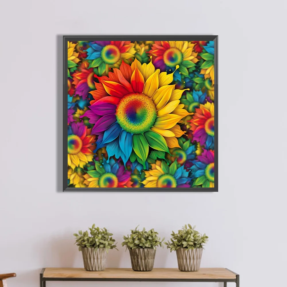 Partial AB Diamond Painting - Full Round Drill - Rainbow Gerbera(Canvas|45*45cm)