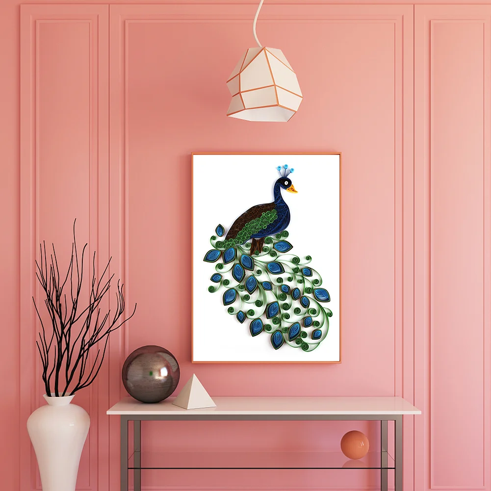 DIY Handmade Material Templates Tool Set Peafowl Quilling Paper Stripes