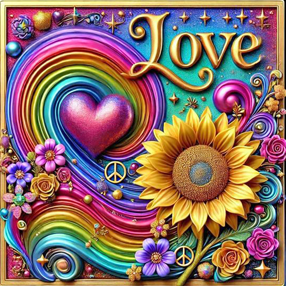 Colorful Love 40*40cm(canvas) full round drill diamond painting