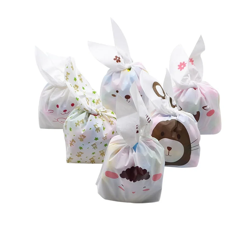 25pcs Bunny Cookies Bags Candy Biscuit Packaging Bag Birthday Wedding Favors Candy Gift Bags Easter Party Decoration Supplies