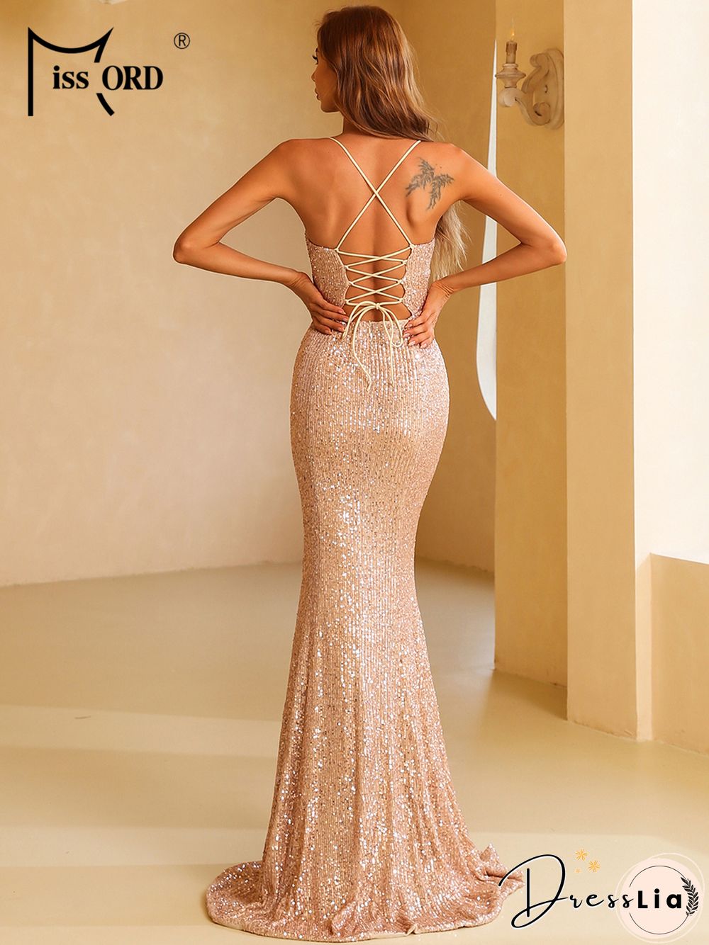 Miss summer maxi womens sexy sequins spaghetti strap neck backless dress evening prom