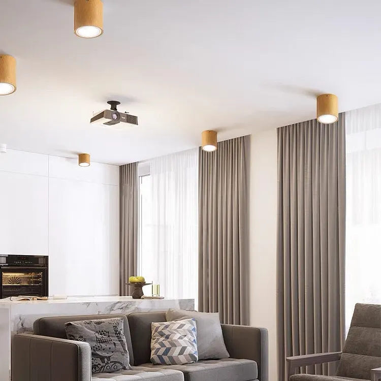 Ozawa Modern Wood Ceiling Light, Cylindrical, Corridor/Balcony
