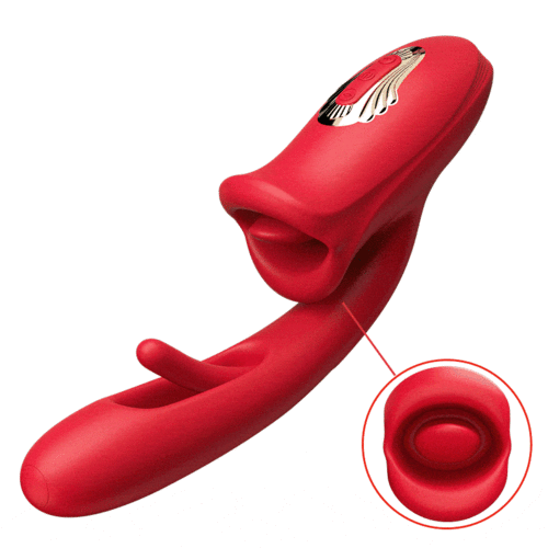 3 In 1 Rose Hollowed Out Kiss Tongue Vibrator - Rose Toy