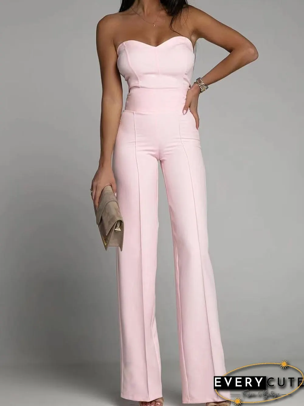 Summer Sexy Bustier Office Bodysuit Jumpsuit Women Elegant Sleeveless Backless Romper