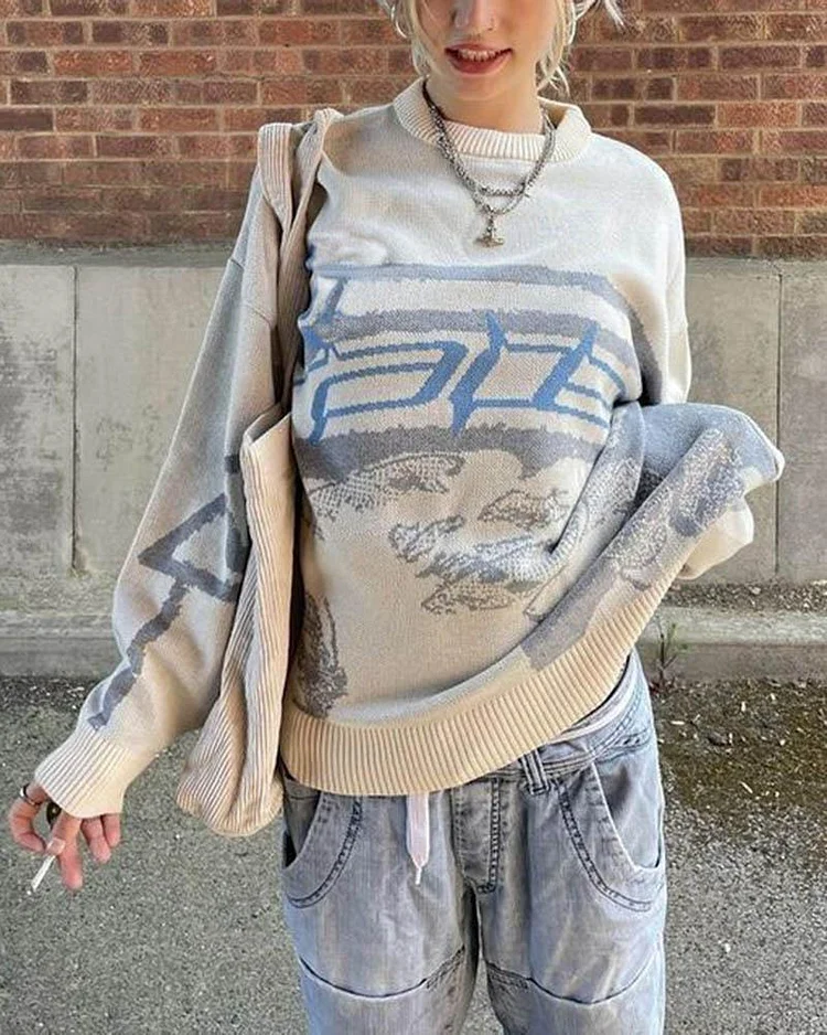 Grunge Knitted Streetwear Sweater Grunge Knitted Streetwear Sweater