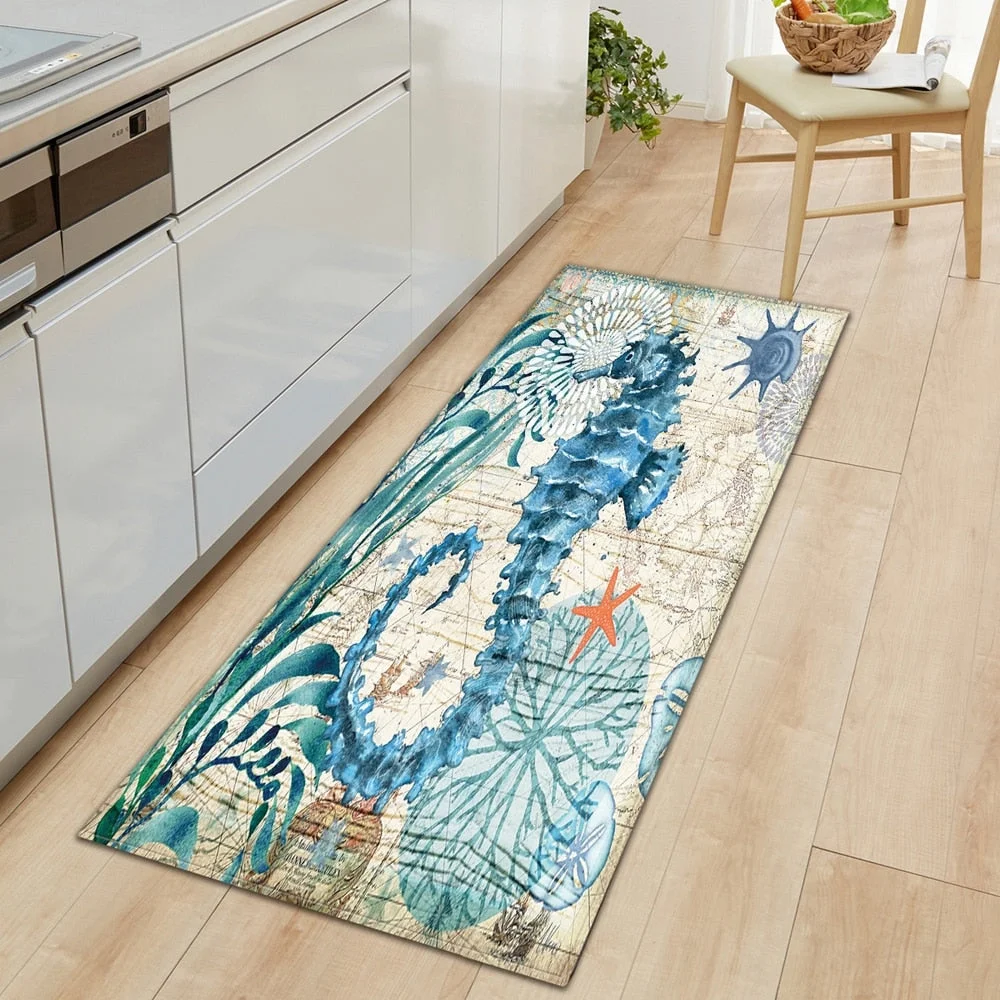 Wood Grain Kitchen Carpet Entrance Doormat Bedroom Hallway Floor Mat 3D Cobblestone Bathroom Water Absorption Anti-slip Long Rug