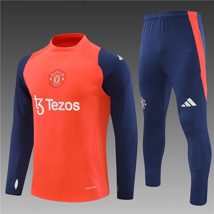 2024-25 Manchester United orange half-zip training jersey