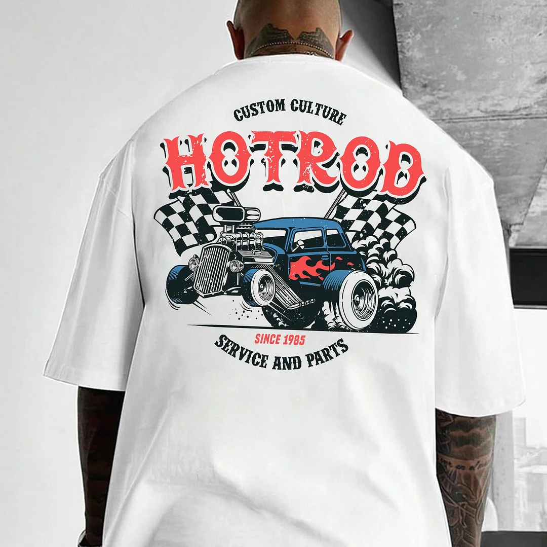 CUSTOM CULTURE HOT ROD Classic Car Print Men's T-shirt