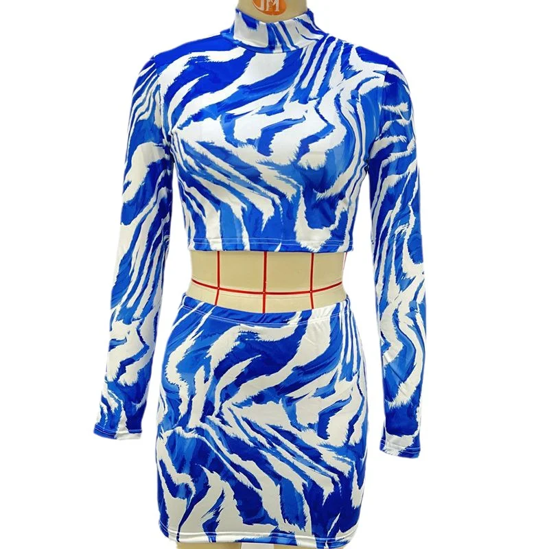 Toloer Toloer Women's Fall 2024 New INS Wind Zebra Print Crop Top Wrapped Hip Short Skirt Set-Outfit Ideas