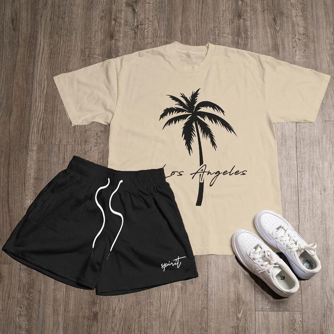 Los Angeles & Coconut Palm Print Two-Piece Set