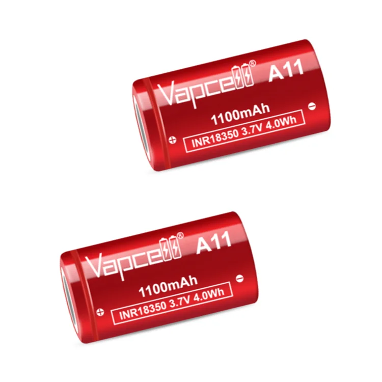 Vapcell 18350 1100mah 10A 3.7V A11 Flat top Rechargeable Batteries (Pack of 2)