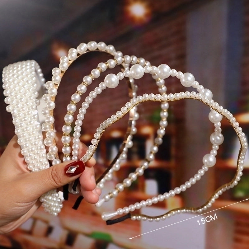 Women’s Fashion Waves Alloy Inlay Artificial Pearls Headwear