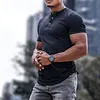 Men's Spring/Summer Henley Stretch Slim T-Shirt by Inlyline