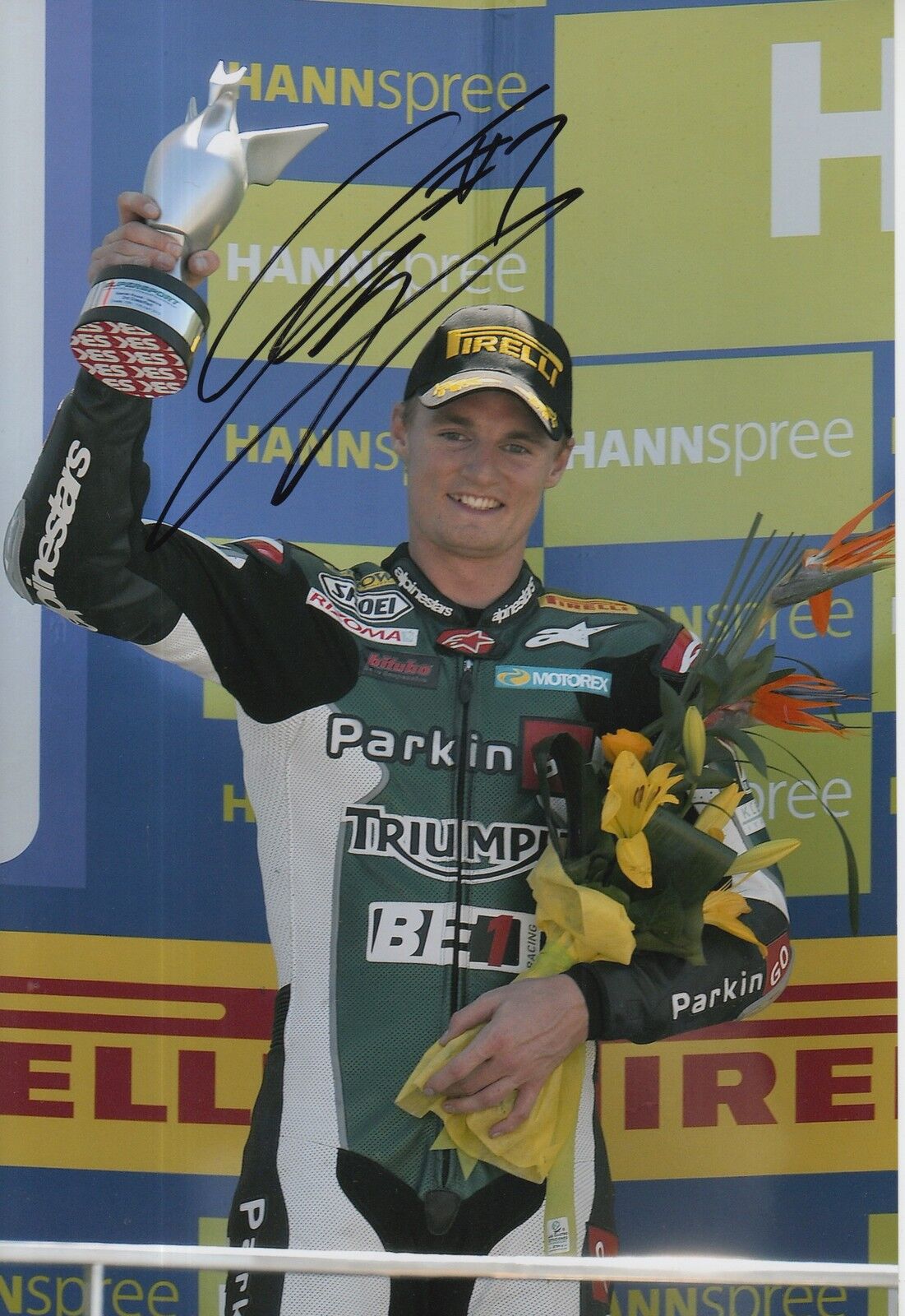 Chaz Davies Hand Signed 12x8 Photo Poster painting Superbike Podium.