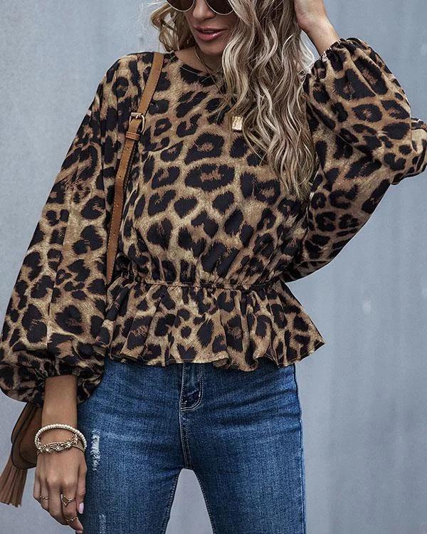 Women Leopard Fashion Long Sleeve Tops
