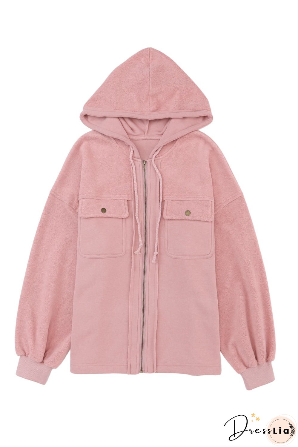 Flap Pocket Drawstring Hood Jacket