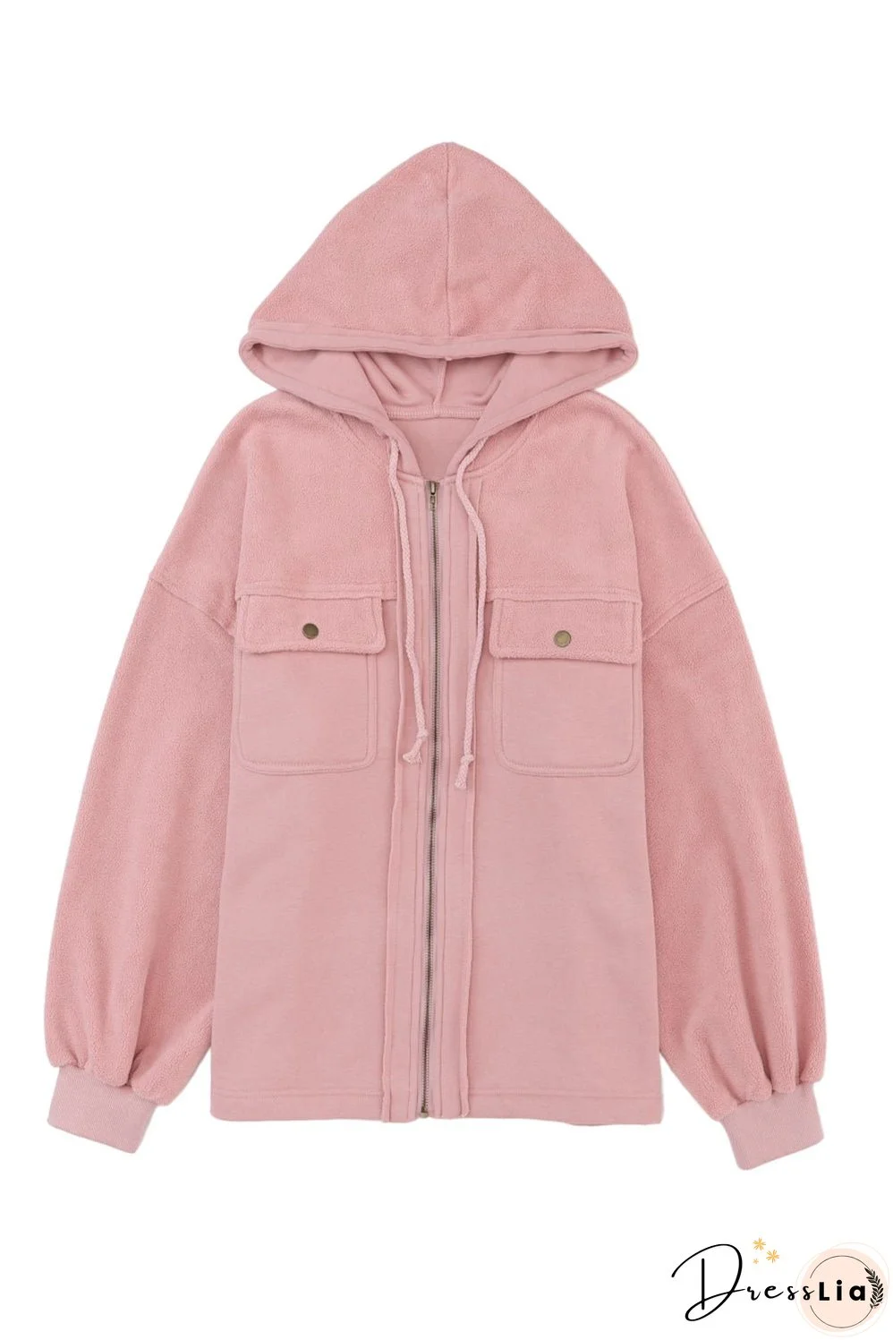 Flap Pocket Drawstring Hood Jacket