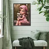 Diamond Painting -DIY Round Drill Girl with Pet Character(35x45 CM)