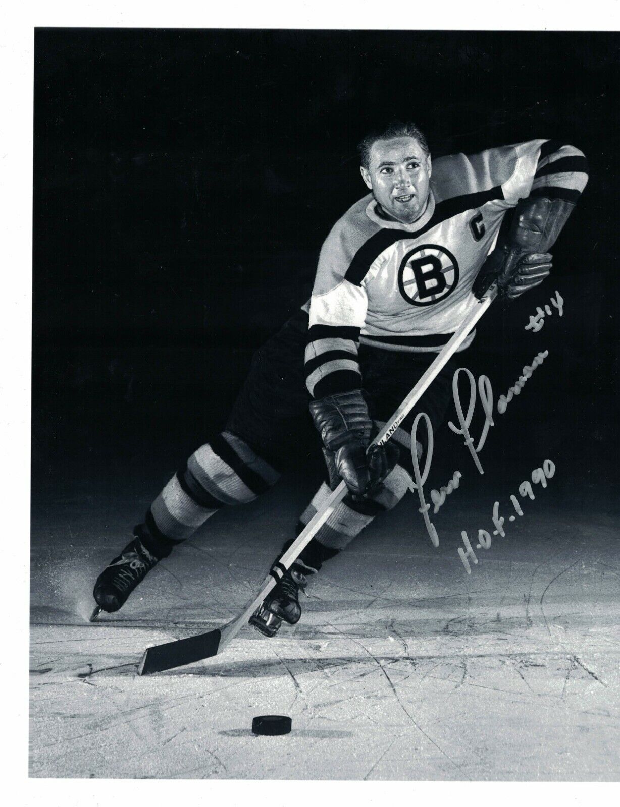 Fern Flaman Boston Bruins Signed 8 x 10