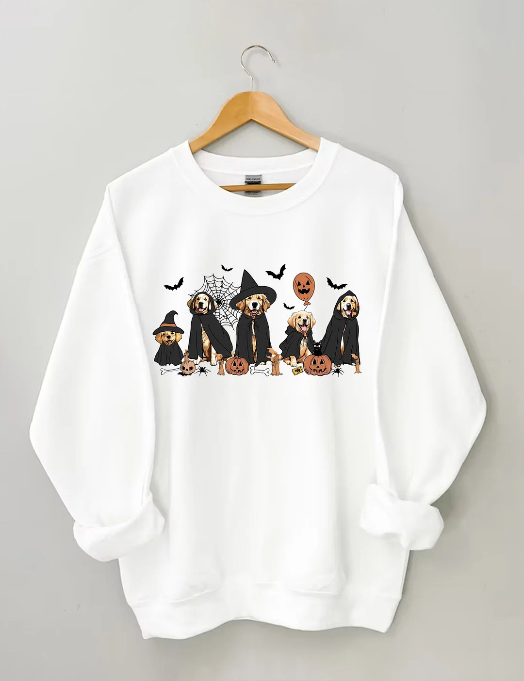 Ghost And Witch Golden Retriever Halloween Sweatshirt