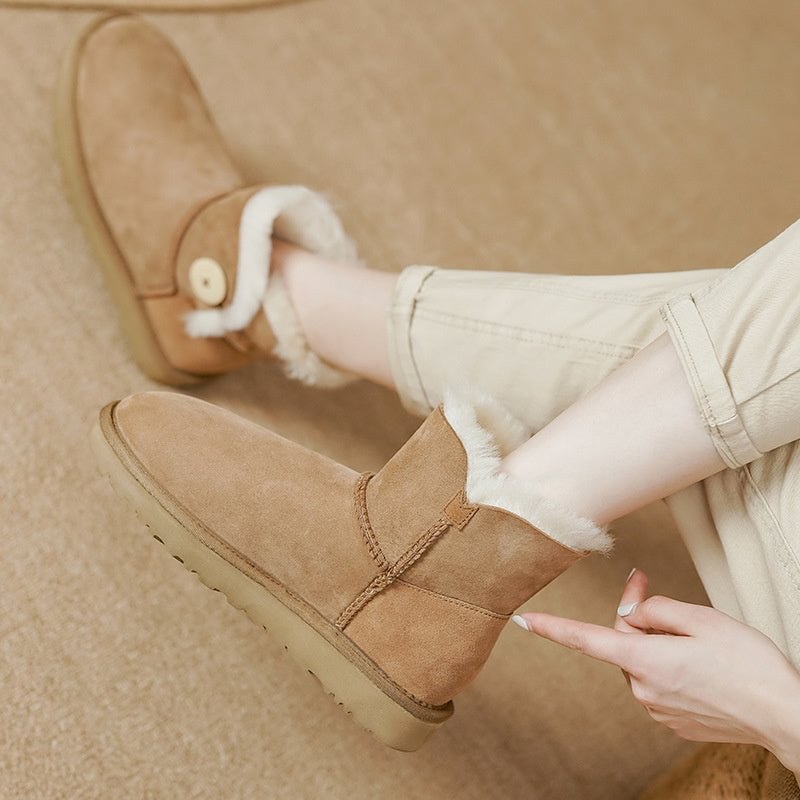Casual Buttons Fur in one Flats Boots Shoes