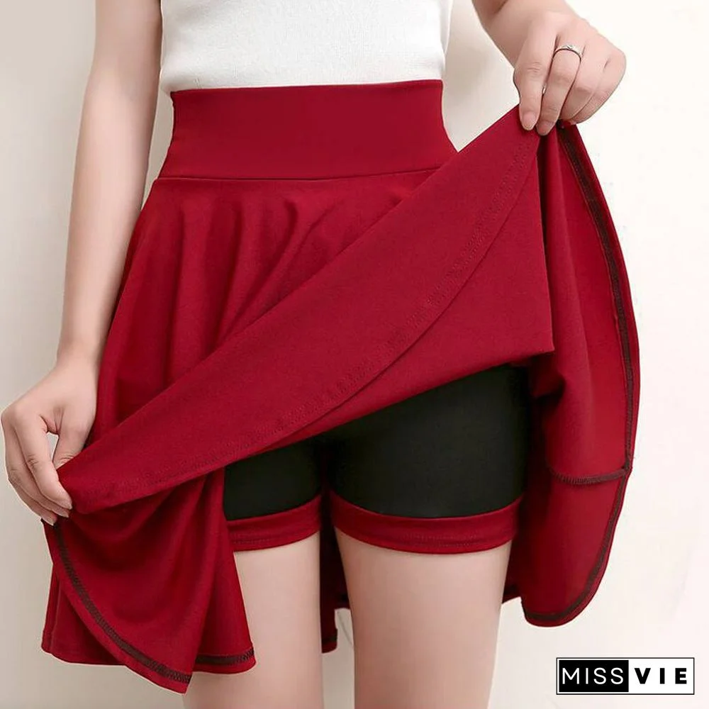 Fashion Kawaii A-line Mini Skirts Women Summer Elegant High Waist Elastic Dance Skirts New School Korean Style Skirt