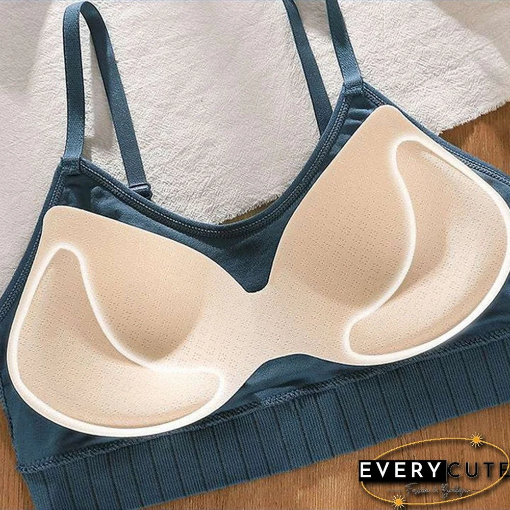 Women's Sleeveless Striped Bra Padded Tank Tops Spaghetti Strap Bralette Crop Top Tube Bras Seamless Tube Top