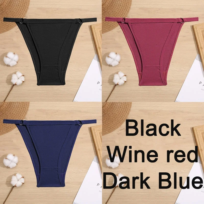 3PCS/Set Cotton Panties Underwear Bikini Style Women's Lingerie Sexy Panties Female Underpants Design Waist Band Briefs Pantys