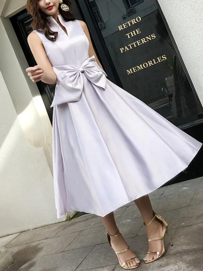 Elegant Bow-knot Mini Dress Dress