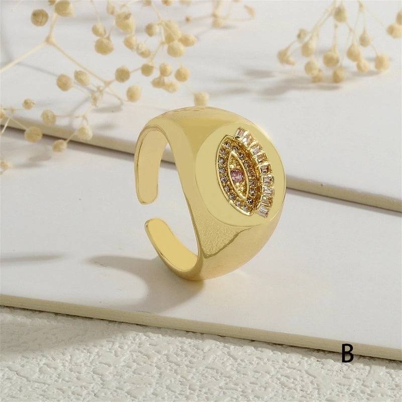 Copper Inlay Devil’s Eye Eye Zircon Open Rings