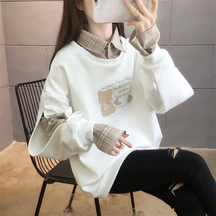 Long Sleeve Paneled Casual Sweatshirt QueenFunky