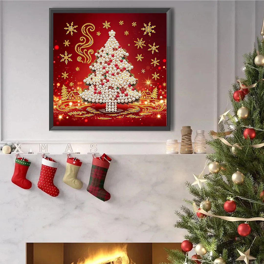 Tree DIY Pearl Painting Bead Art Kit Frameless Canvas 30x30cm