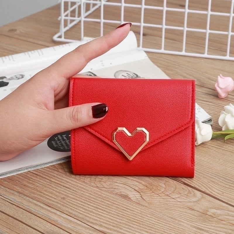3 Pieces Retro Three-Fold Heart-Shaped Buckle Wallet