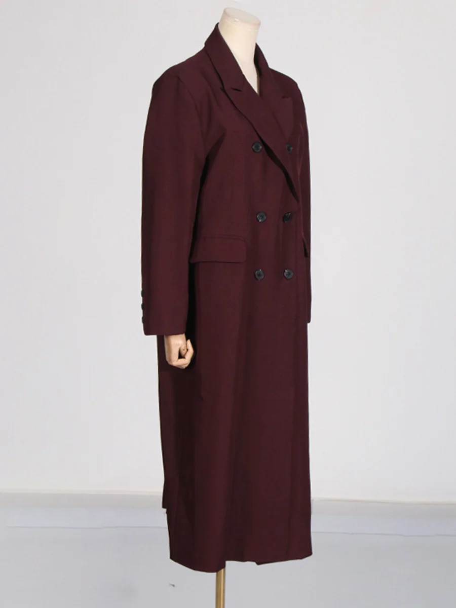 Toloer Toloer Temperament Windbreaker Coat Female 2024 Autumn New Casual Wind Pure Color Versatile Senior Sense Long Coat Female-Outfit Ideas