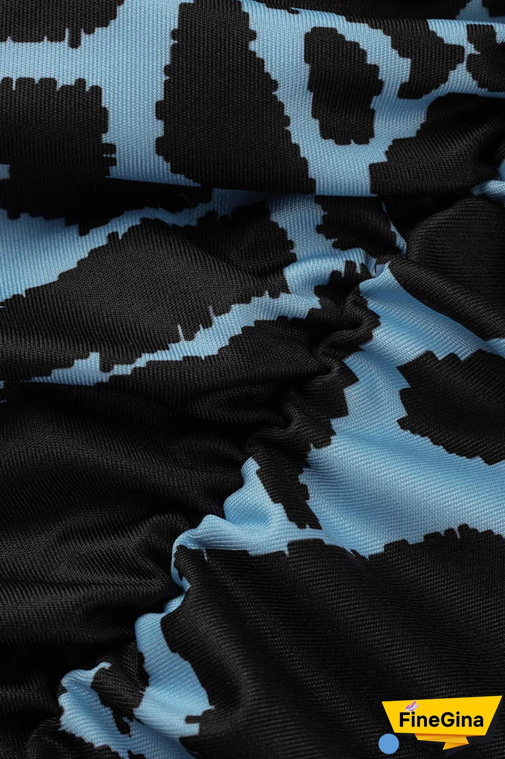 Blue Sexy Print Patchwork V Neck Pencil Skirt Dresses