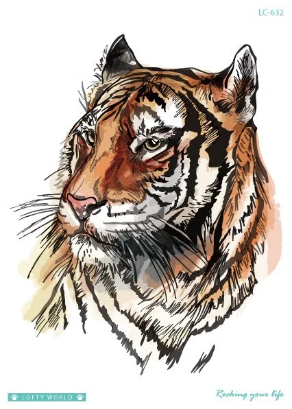 Sdrawing Transfer fake tattoo Waterproof Temporary Tattoo sticker men women Tiger wolf tattoo flash tatto arm tatoo makeup sticker